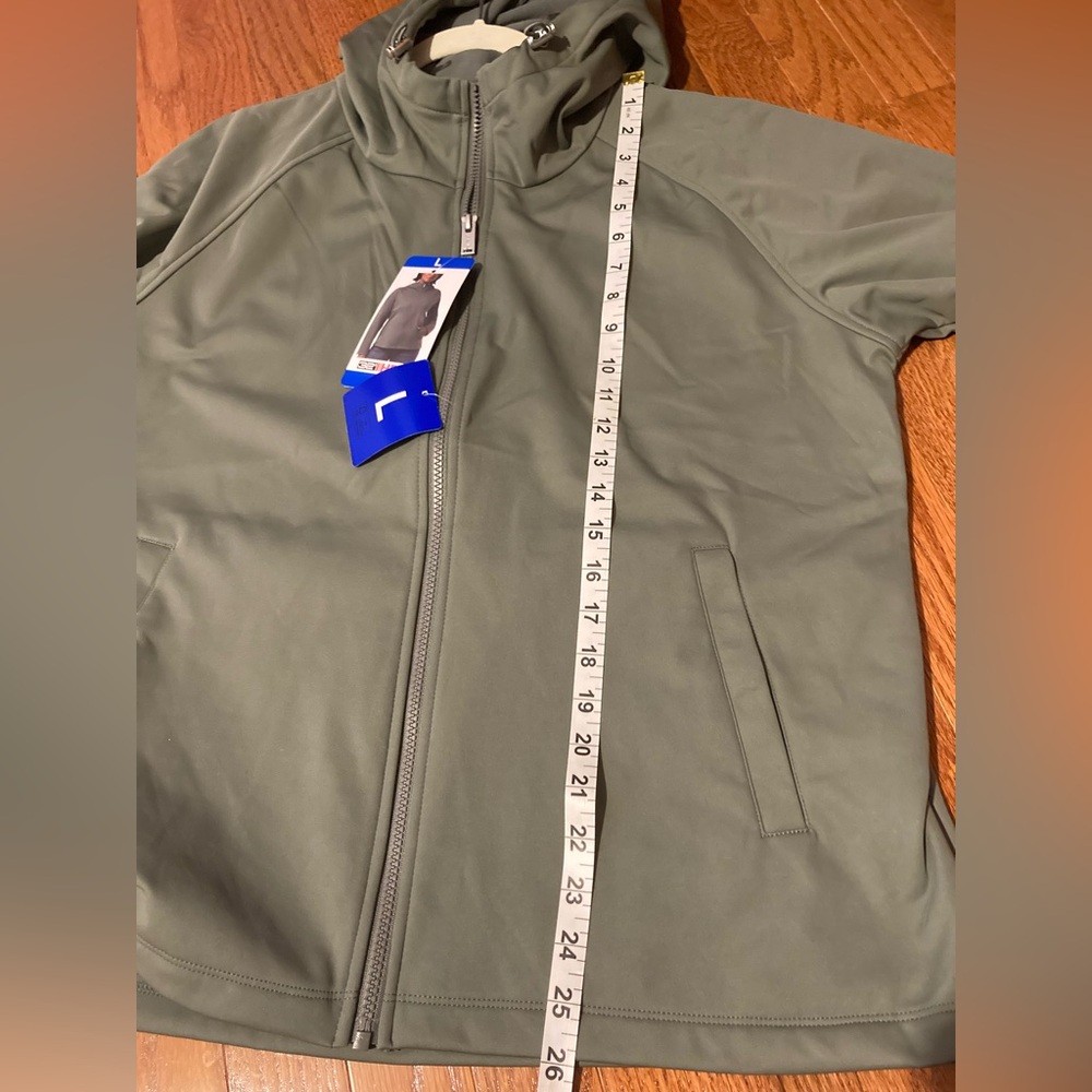 NWT 32 Degrees Heat Softshell Hoodie Jacket Olive Green Full Zip LARGE - Picture 9 of 9